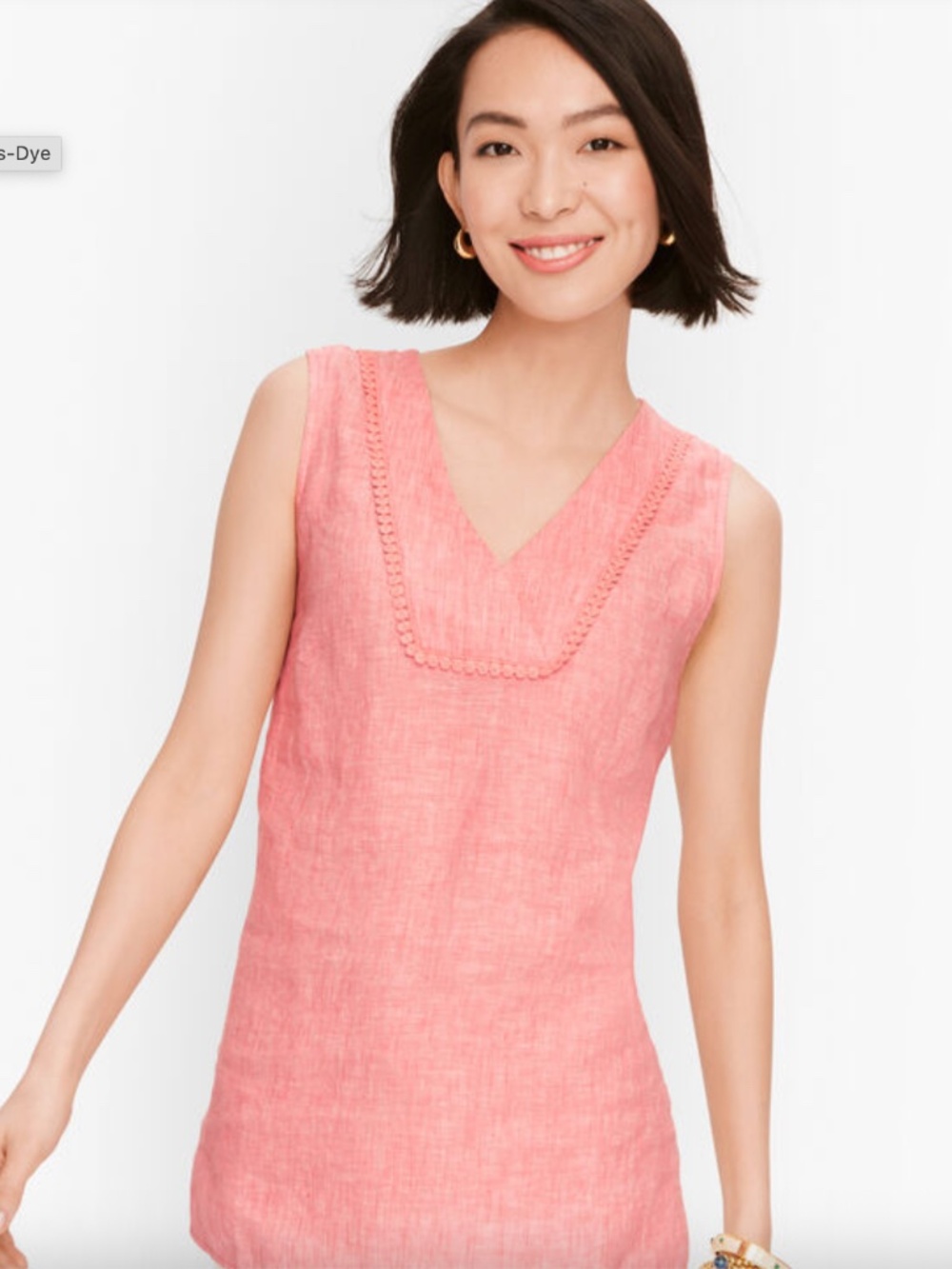 Talbots Sleeveless Linen Shell Cross-Dye Blouse, L
